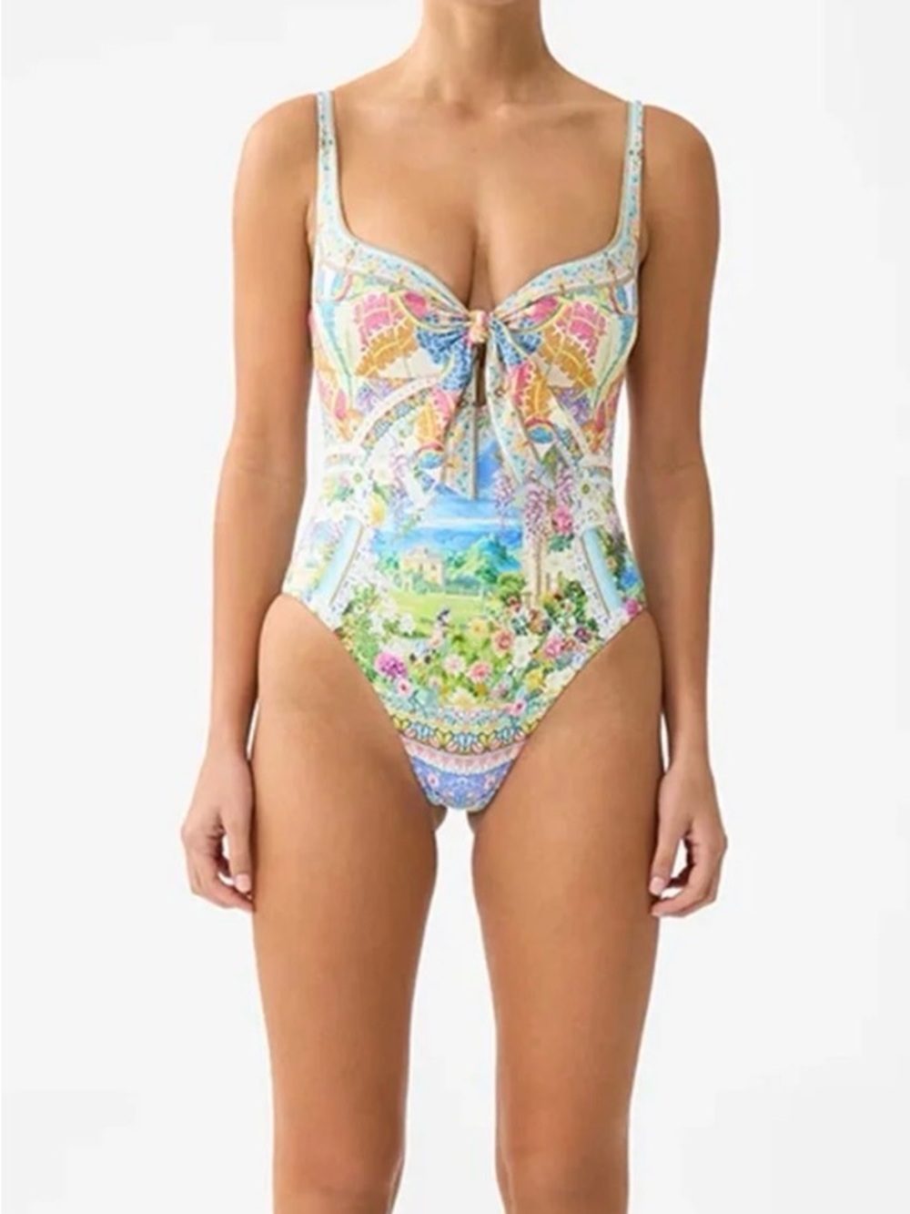 Camilla floral Pastel One-Piece Swimsuit with Tie Front...cup C/D